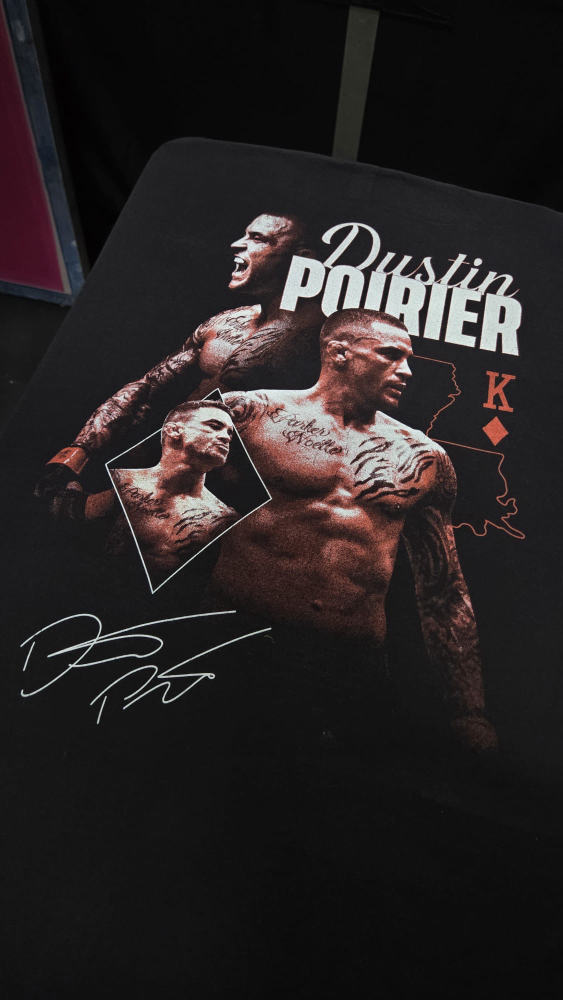 Dustin Poirier "King of Diamonds" playing card graphic tee, autographed by the fighter